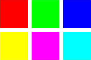 The six saturated colors